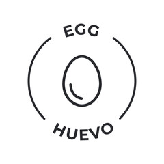 Simple Isolated Vector Logo Badge Ingredient Warning Label. Colorful Allergens icons. Food Intolerance Egg. Written in Spanish and English - obrazy, fototapety, plakaty