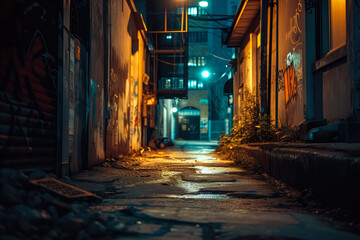 Fototapeta premium Midnight Shadows in the Urban Abyss