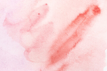 Abstract red background. Watercolor blots, lines, dots and brush strokes on white paper, print pattern for postcard or clothing