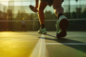 Naklejka premium detail person playing tennis on the court. generative ai