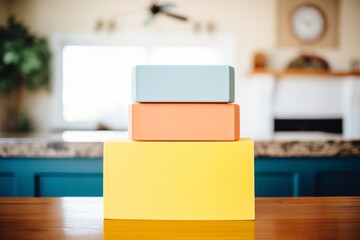 a stack of different sized yoga blocks illustrating adjustability