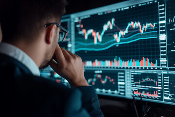 Expert analyst examining trading graphs