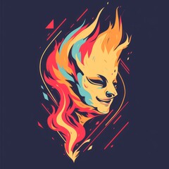 T-shirt design featuring representation of a flaming boy face