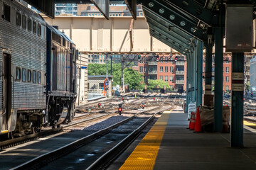 Naklejka premium city of chicago illinois railway or metro station