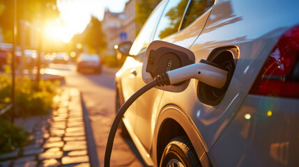 Renewable Energy Boost: Hatch Open, Car Charging in Sunshine