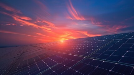 Solar panel plant, renewable energy concept
