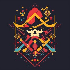 T-shirt design featuring representation of a aggresive pirates