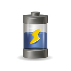 Battery icon, 3d vector illustration on a white background.
 An icon for a website, mobile application, print,
 presentation and other projects.