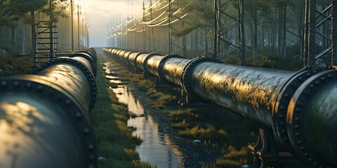 The high tension conduit for petroleum or natural gas. - obrazy, fototapety, plakaty