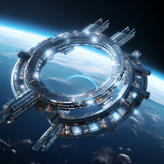 Obraz na płótnie Canvas Futuristic space station in orbit.