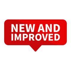 New & Improved Text In Red Rectangle Shape For Update Promotion Business Marketing Social Media Information Announcement
