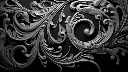 Sophisticated Black Swirls and Curls. Intricate curls and swirls in a luxurious black monochrome design.
