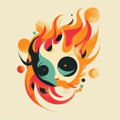 T-shirt design featuring representation of a flaming shy face