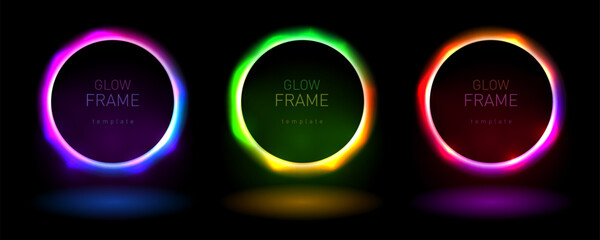 Vibrant Color Neon Glow Light Frame Template