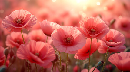 Beautiful poppies flower background