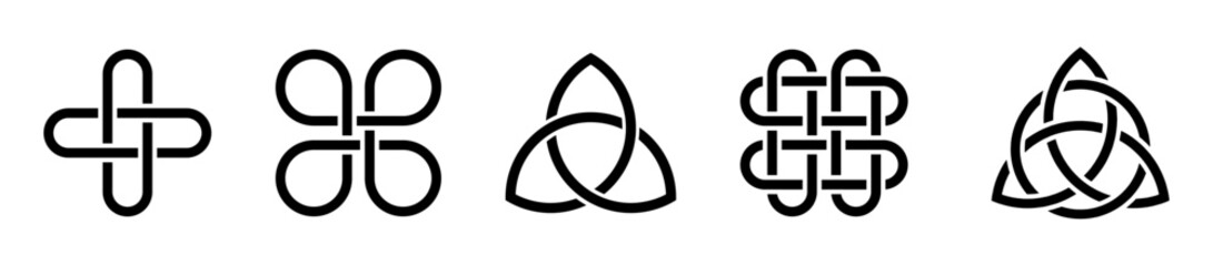Celtic knot vector icons. Endless knot symbols. Celtic trinity knots collection. - obrazy, fototapety, plakaty