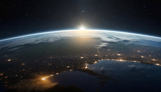 earth planet in deep space outer dark space wallpaper night on planet with cities lights surface of earth sphere view from orbit elements of this image furnished by nasa