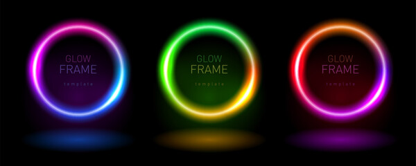 Vibrant Color Neon Glow Light Frame Template