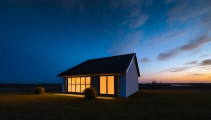 Fototapeta na wymiar modern small house at the dusk with copy space