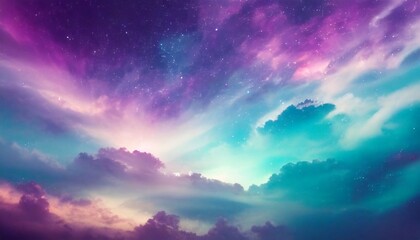 gradient cyan and purple mystical galaxy abstract cloudscape hd phone wallpaper ai generated - obrazy, fototapety, plakaty