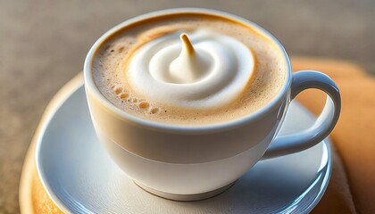 cappuccino and milk foam close up view  image - obrazy, fototapety, plakaty