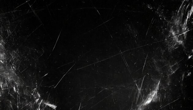 white scratches and dust on black background vintage scratched grunge plastic broken screen texture scratched glass surface wallpaper space for text