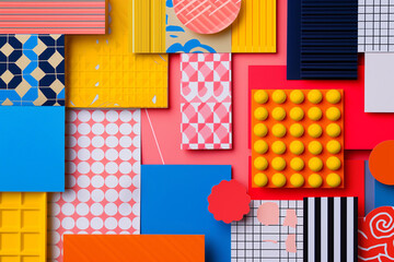 bento box style digital template layout, bold colors, geometric patterns