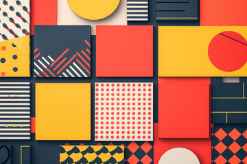 bento box style digital template layout, bold colors, geometric patterns
