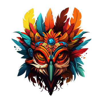 Hawk quetzalcoatl colorful mascot icon. hawk head logo icon