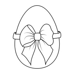 An Easter egg tied with a ribbon. Contoured Easter drawing.Coloring eggs.