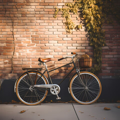 Fototapeta na wymiar Vintage bicycle against a brick wall.