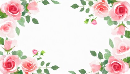 watercolor rose flower frame for wedding birthday card background invitation wallpaper sticker decoration