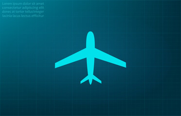 Airplane, safe flights symbol. Vector illustration on blue background. Eps 10.