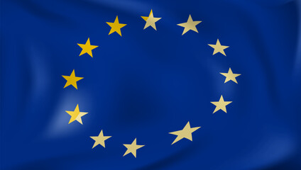 Waving In Wind Flag Of European Union On Pole