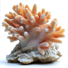 Beautiful sea corals composition, sea life objects, isolated on white background