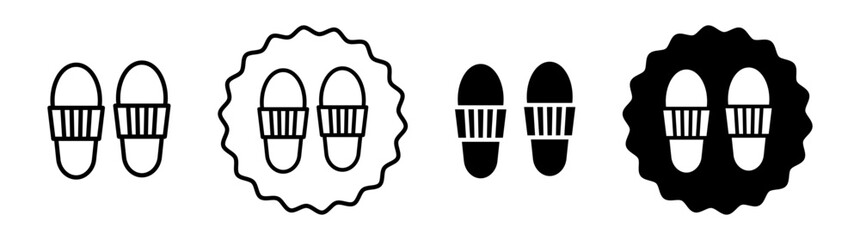 Slippers set in black and white color. Slippers simple flat icon vector