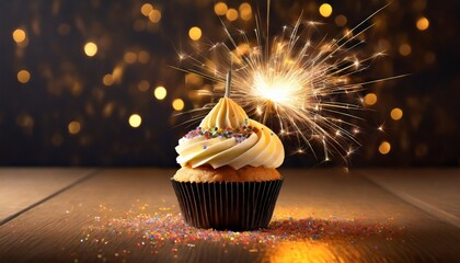 cupcake for a birthday party sprinkles and sparklers for a birthday celebration