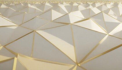 white low poly background with golden edges 3d rendering