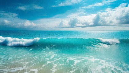 turquoise ocean waves with horizon