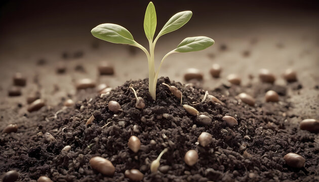 Seeds sprouting in soil