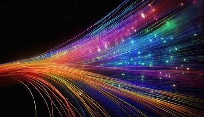 colorful fiber optic cables showing internet connection