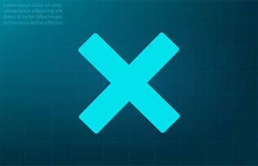 Obraz premium Cross, delete symbol. Vector illustration on blue background. Eps 10.