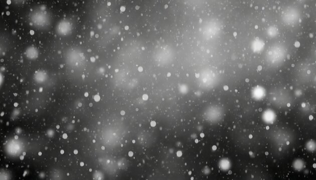 bokeh effect of snowfall and lights abstract blurred background with snowflake in the night sky white spots and dots in the dark snowy stormy weather falling snow