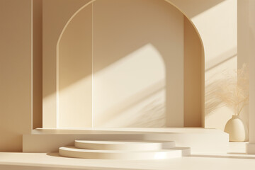 Minimal stand for cosmetic presentation. Podium display for new product advertising