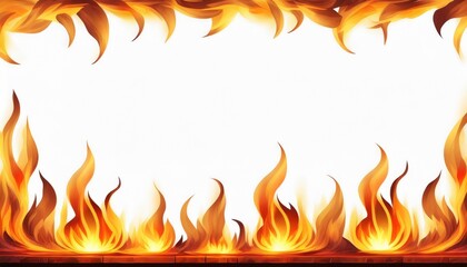 fire flames frame on white background