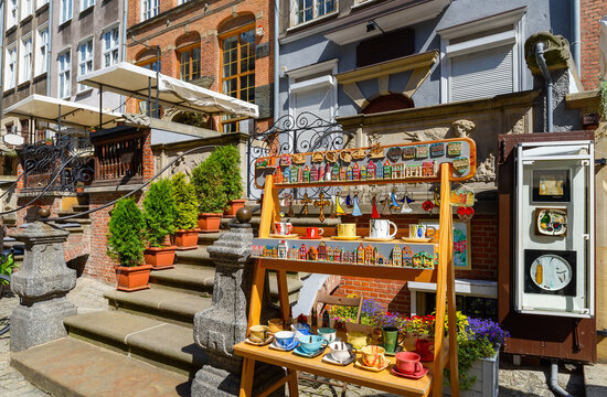 A souvenir shop on Mariacka Street. A famous street in Gdansk Old Town, Poland