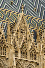 Architectural detail of the Stephansdom Cathedral in Vienna, Austria - 724723562
