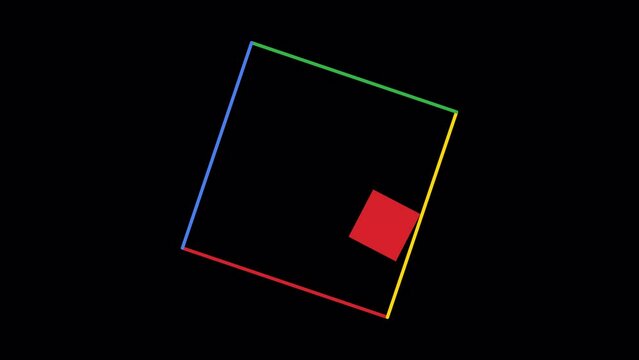 Square moving inside square. Loopable 2d animation video. Motion graphics with alpha channel.