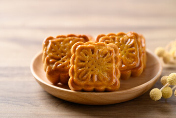 Chinese mooncake, traditional dessert celebrating in Chinese festival mid autumn or new year