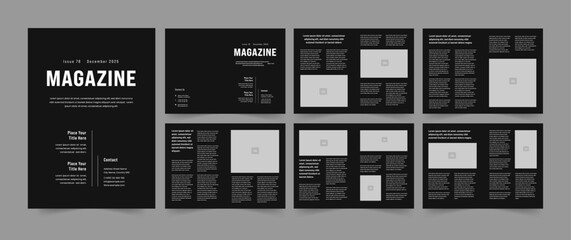 Magazine layout with black color background